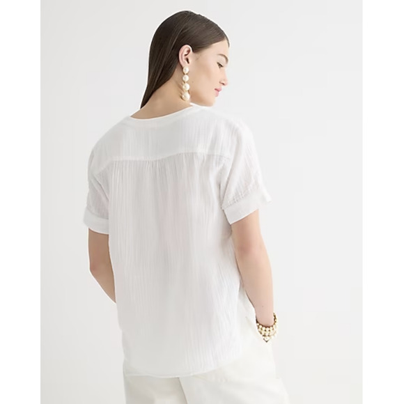 J. CREW V-Neck Double Gauze Popover Top #BI431 Light Purple / Pink - Picture 5 of 10